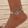 Weddy Love chaîne de pied coeur à coeur turquoise perles chaîne de pied bracelet été plage stretch chaîne de pied Femmes bijoux