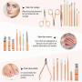 Anseom Kit de Manucure de Pédicure, 26pcs Coupe Ongle Professionnel Set en Acier Inoxydable, Trousse Manucure Pedicure avec Poch