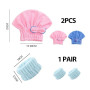 MEMOFYND 2 Serviettes À Cheveux,2 Dragonnes pour Laver Le Visage,Une Serviette À Cheveux en Microfibre,Un Bonnet pour Sécher Les