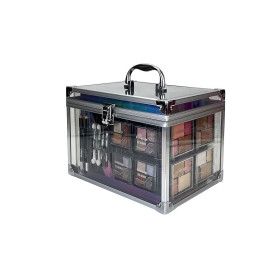 bonvoyage, Coffret Maquillage Femme avec Rouge à Lèvres, Ombres à Paupières, Blush, Set de Manucure et Pédicure, Malette Transpa
