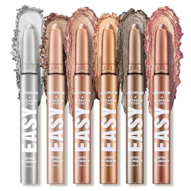 Set de 6 bâtons d'ombres à paupières, Crayon ombres à paupières crème mate et scintillante, Kit de maquillage des yeux en bâton