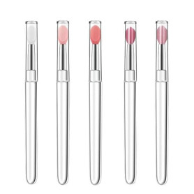 Ensemble de 5 pinceaux à lèvres en silicone avec couvercles, comprenant des pinceaux à lèvres,des pinceaux exfoliants pour les l