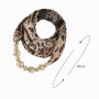 SIQITECH Foulard à Imprimé Léopard Collier 2 en 1 Femme Echarpe d’Animal Décoratif Elégant Automne Foulard Perlé Vintage avec Co