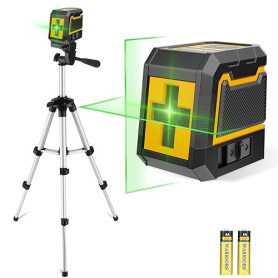 Niveau Laser,ASOBRIS Laser Chantier Autonivelant avec Trepied,Lazer Niveaux à Ligne Croisée Verte Pour Accrocher des Tableaux,Dé