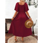 Robe Longue Femme Élégante Col Carré Vintage Maxi Ligne A Taille Haute | Robes Manches Longues/Manches Courtes Robe Maxi Volante