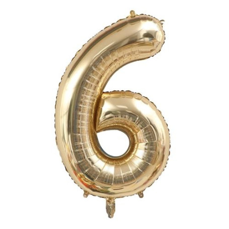 Alaoo Foil Ballons 40pouces, Numéro 6 Ballons Fête Grands, Or | Ballon Anniversaire pour Femmes Filles Enfants, pour Décoration