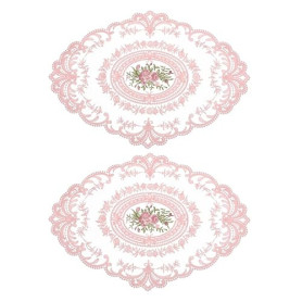 sourcing map Lot De 2 Sets De Table Rétro en Dentelle Ovales 30X40 Cm Rose | Napperons Français En Crochet, Brodés, Dessous De V