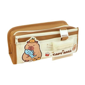 KCatsy Trousse Scolaire Capybara Poisson Marron Kawaii Grande Capacité Plusieurs Compartiments pour Garçon et Fille