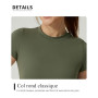 KIKIMINK Ensemble de yoga pour femmes, t-shirts à manches courtes et leggings de yoga pour femmes (vert, L)