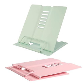 Support Livre Métal, 2 Pièces Support de Lecture Portable Réglable Support Livre en Métal, 6 Angle Réglable Porte Livre de Cuisi