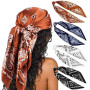 DRESHOW 4 Pack Femmes Grand Foulards Carrés Satin Foulards Cheveux Accessoires Soie Carrés Motifs Classiques Bandanas Plage
