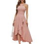 Bbonlinedress Robe Femme Chic et Elégant Mi Longue Fluide de Soirée Cocktail Mariage Bal Promo avec Bretelles sans Manches