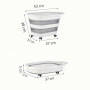 Panier Corbeille à linge retractable et pliable avec roulettes - 45 litres - Blanc Gris