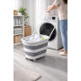 Panier Corbeille à linge retractable et pliable avec roulettes - 45 litres - Blanc Gris
