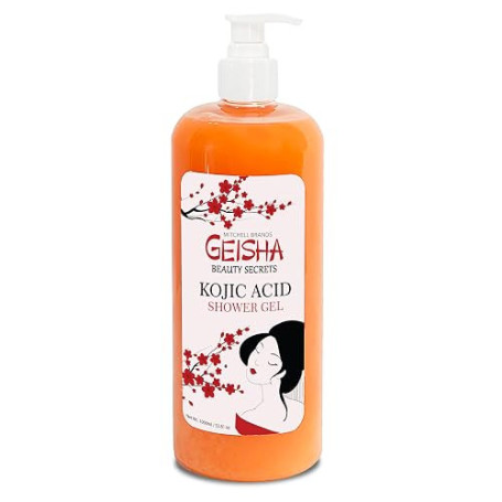 Geisha, Gel Douche Éclaircissant à l'Acide Kojique - 33 fl oz / 1000 ml - Unifie le Teint, Donne de l'Éclat à la Peau, Gel Douch