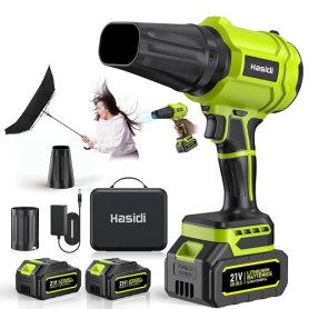 Souffleur de Feuilles sans Fil, 900 000 TR/Min, 2 Batteries, Chargeur et 2 Buses Incluses, pour Jardin, Terrasse, Voiture, Neige