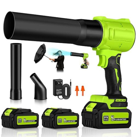 JUOIFIP Souffleur de Feuilles sans Fil avec 2 Batteries 4,0 Ah et Chargeur | Souffleur Feuille pour Jardin, Terrasse, Voiture, F