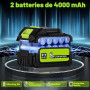 JUOIFIP Souffleur de Feuilles sans Fil avec 2 Batteries 4,0 Ah et Chargeur | Souffleur Feuille pour Jardin, Terrasse, Voiture, F