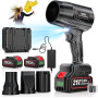 Ecarke Souffleur sans Fil avec 2× Batteries 4000 mAh, Moteur brushless 80.000 TR/Min, Vitesse d’air 60 m/s & Pression 850 g, sou