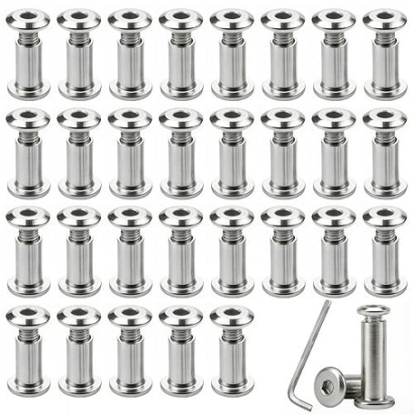 30 Pièces Vis de Connexion M4 × 16 mm, Pour Connecter des Meubles, Armoires | 304 Acier Inoxydable Vis de Connecteur d'Assemblag