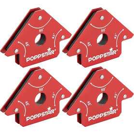 Poppstar Aimant soudeur (angle de soudage, force d'adhérence 11,3 kg - 45/90/135°), 4 pièces, rouge