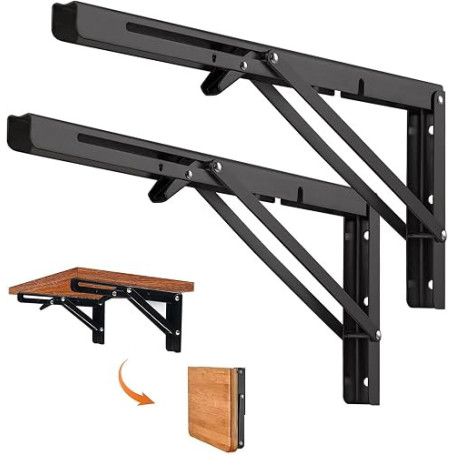 2 Pièces Equerre Etagere Pliante，Étagère Murale, Supports Pliants pour à Micro-ondes, Support accessoires van aménagé Console Pl