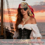 FOUNSHO 4PCS Pirate Accessoires Dames Halloween Carnival Fête Costumes | Deguisement Pirate Femme Noir Bandanas Tête écharpe Imp