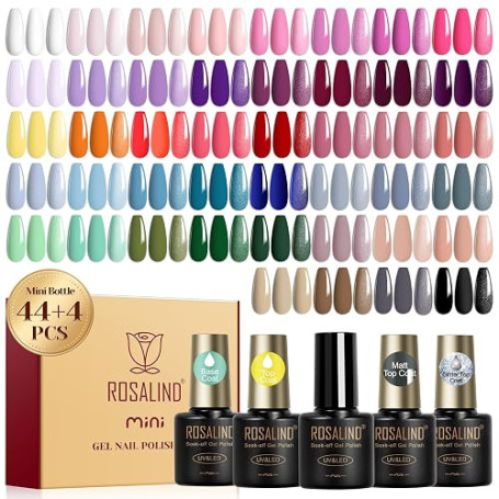 ROSALIND Vernis Semi Permanent 48 Pièces Blanc Rose Pourpre Jaune | Orange Rouge Couleurs Vernis Gel Bleu Gris Vert Marron Noir,