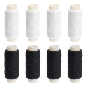 8 Bobine Fil Machine a Coudre Noir et Blanc, 160 m/Bobine Fil Couture Resistant, Fils Polyester, fils à coudre pour machine à co