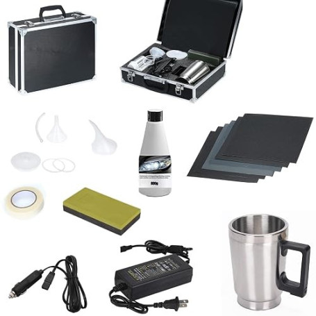 Kit de réparation de phares 800g, Kit de polissage de phares d'auto, Kit de réparation de phares d'auto de moto avec poussière,