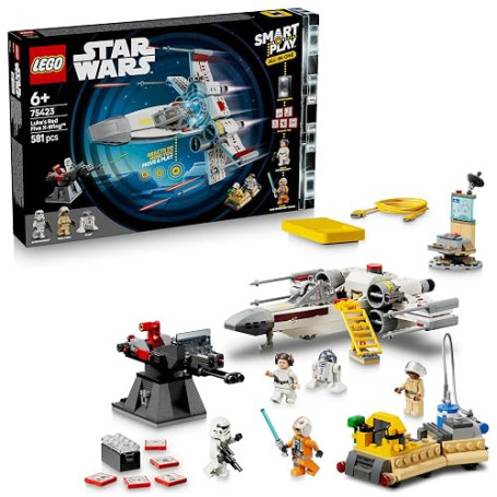 LEGO Star Wars 75423 Smart Play: Le X-Wing Red Five de Luke - Jouet Interactif Tout-en-Un - Smart Brique, 5 Tags, 2 Minifigurine
