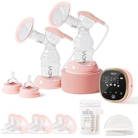 NCVI Tire Lait Électrique Double Ultra-Silencieux et Indolore Rose | Dispositif Anti-Retour Portable, Sans BPA, Aspiration Régla