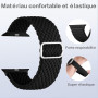 CeMiKa Bracelet Tressé Compatible avec Apple Watch 44mm 45mm 46mm 49mm | Nylon Élastique Stretch Alternative Sport Band pour iWa