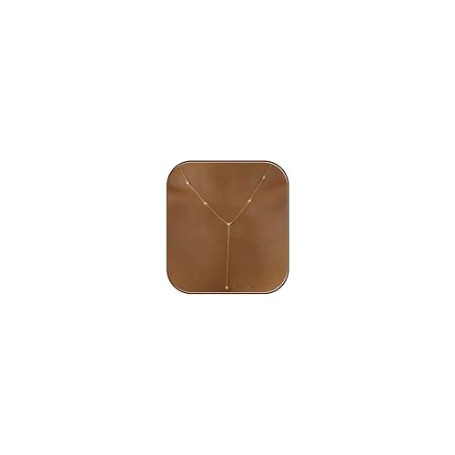 AOSWUD Chaîne en or pour femme, plaqué or 14 carats en forme de Y avec pendentif en oxyde de zirconium, collier long, collier te