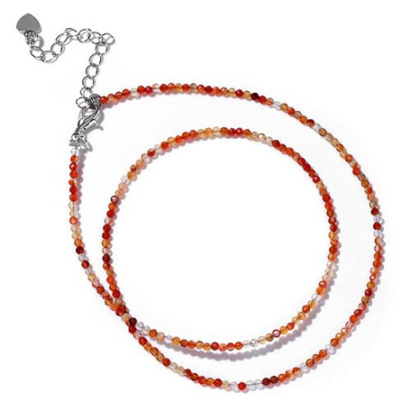 LOCCY Collier Pierres Naturelles Femme, 2mm Collier Pierre Naturelle Réglable Collier Perle Cristal Pierre Collier pour Femme Ma
