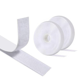 Vinabo Scratch Autocollant Double Face 5 m x 20 mm, Blanc, Hook Loop | Ruban Adhésif Puissant à Crochets et Boucles pour Couture