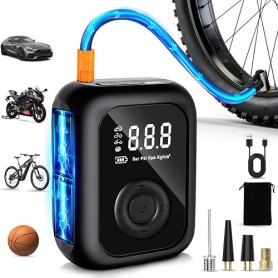Gonfleur Pneus Voiture sans Fil,150PSI Pompe a Velo Electrique | Compresseur à Air Portatif avec Écran LED Numérique et Éclairag
