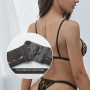 NewBull Ensemble de Lingerie Féminine Sexy Mesh Transparente sous-Vêtements Coeur Imprimé Léopard Nuisette Tenue Coquine Hot 2 P