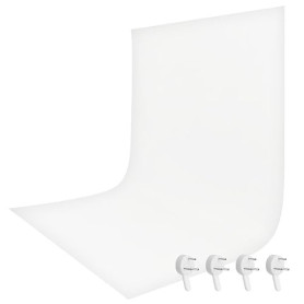 Alaoo Toile de Fond, 1.5x2M Mousseline Lavable Pliable 4 Clous, Blanc | Fond Mousseline pour Photographie Vidéo Camera Prise de