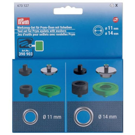 Prym - Prym (11-14mm) Outil Ensemble pour Oeillets avec Rondelles - 8 Pièces