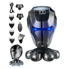 Rasoir Tete Chauve Homme, Rasoir 7D Amélioré pour Hommes Chauves, Rasoir Électrique IPX5 Étanche Humide & Sec avec Écran LED, Ch