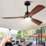 132cm Ventilateur Plafond Bois avec Lumiere Telecommande 3 Pales Noyer | Ventilateur De Plafond Silencieux 6 Vitesses 3 Temperat