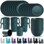 Kyraton Assiettes Service de Table plastique 32 PCS Service pour 8, réutilisable Assiettes légères Tasses Bols Vaisselle facile