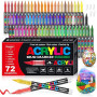 VAKKI 72 Couleurs Feutre Acrylique, Stylos Acryliques Liquide Direct Acrylic Paint Marker Marqueur Acrylique, Feutres Acrylique