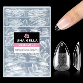 UNA GELLA Capsule Americaine Ongle Amande Court, 216 Pièces 12 Tailles Capsules Ongles Pose Gel Préformées pour Extensions Acryl