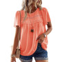 TUUHAW Femme Chemisier Boho Blouse Manches Courtes Col Rond Tunique Fluide | Dentelle T-Shirt, Décontracté Tops, Chemise Chic et