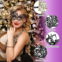 Lusofie Bal Masqué 6 Pièces - Masque De Mascarade Pour Femme Doré Noir - Yeux En Dentelle Pour Mardi Gras, Carnaval, Halloween,