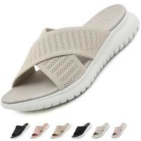 ZDQ Sandales Femme Été Confortable Orthopédique Chaussons Legere Chaussures Plate Claquettes