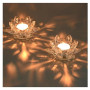 YoHyien Photophore en Cristal, Bougeoir Fleur de Lotus en Cristal, Photophore Bougie en Verre Transparent, Porte Bougie Chauffe