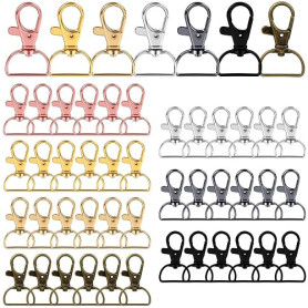 50 Pièces Mousqueton Porte Clé,Fermoirs Mousquetons Pivotants,D Fermoir Porte-clés Clip pour Bijoux, Sac à Main, Sac à Bandouliè